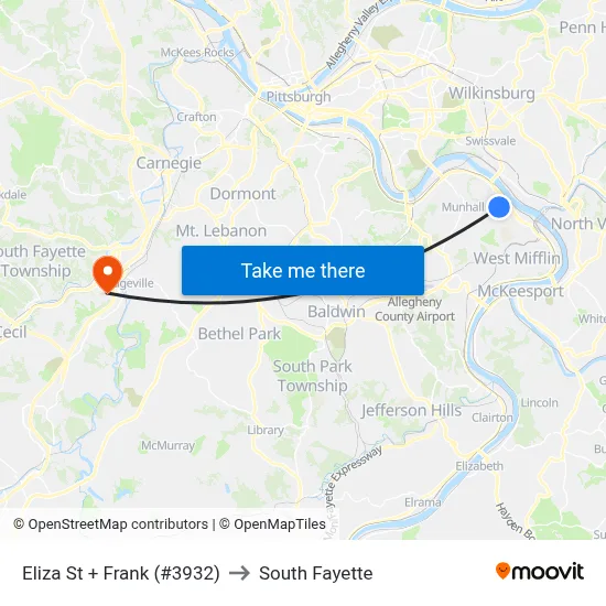 Eliza St + Frank (#3932) to South Fayette map