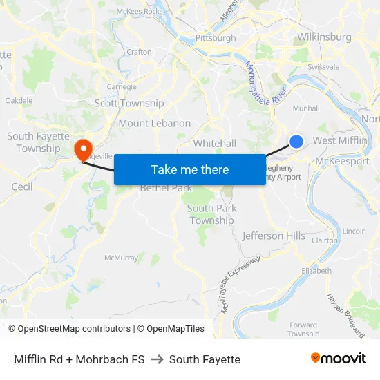 Mifflin Rd + Mohrbach FS to South Fayette map