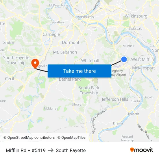 Mifflin Rd + #5419 to South Fayette map