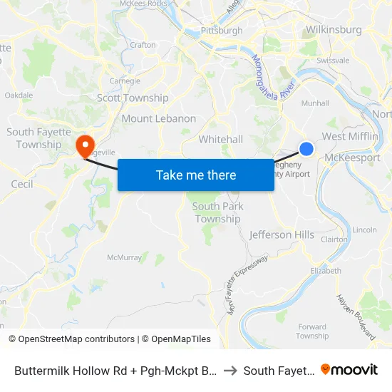 Buttermilk Hollow Rd + Pgh-Mckpt Blvd to South Fayette map