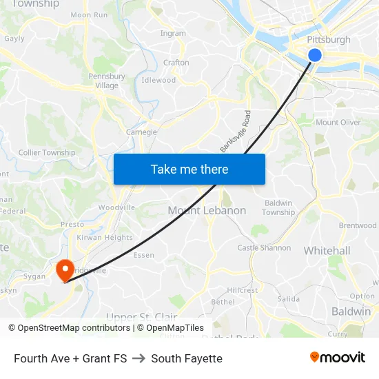 Fourth Ave + Grant FS to South Fayette map