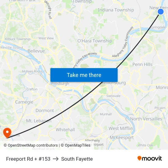 Freeport Rd + #153 to South Fayette map