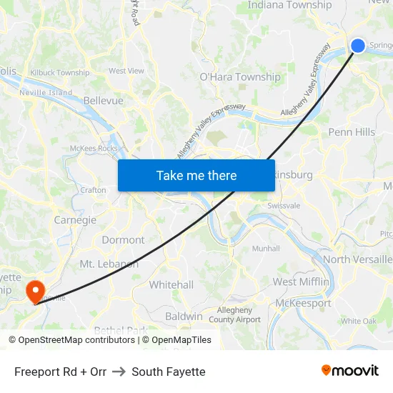 Freeport Rd + Orr to South Fayette map
