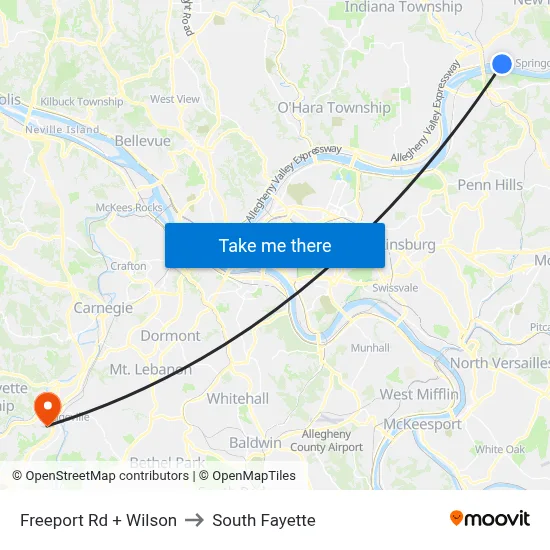 Freeport Rd + Wilson to South Fayette map