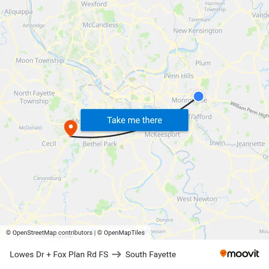 Lowes Dr + Fox Plan Rd FS to South Fayette map