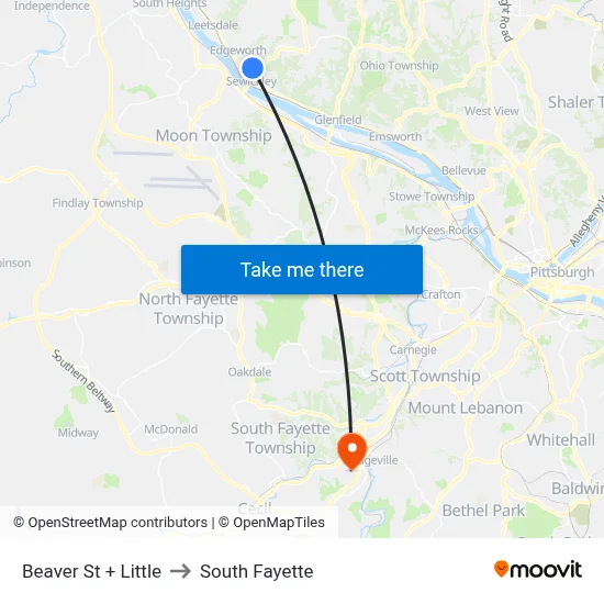 Beaver St + Little to South Fayette map