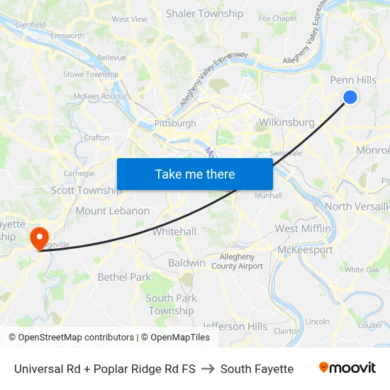 Universal Rd + Poplar Ridge Rd FS to South Fayette map
