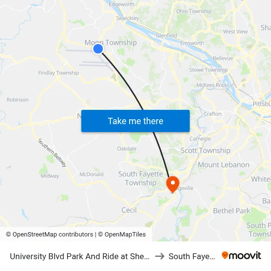 University Blvd Park And Ride at Shelter to South Fayette map