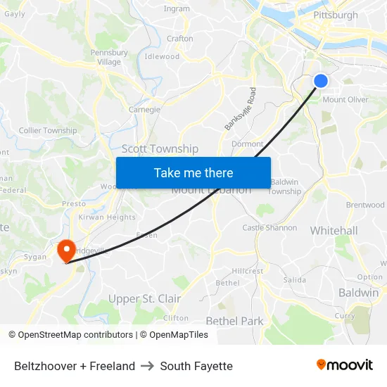 Beltzhoover + Freeland to South Fayette map
