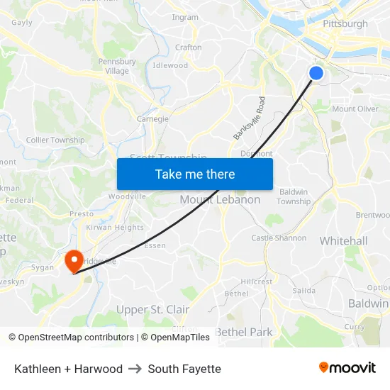Kathleen + Harwood to South Fayette map