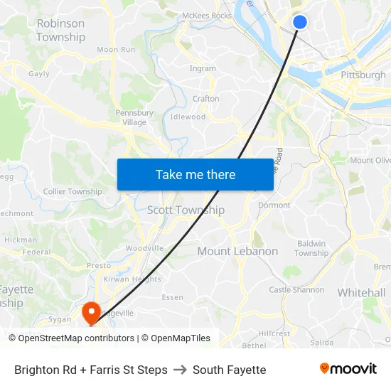 Brighton Rd + Farris St Steps to South Fayette map