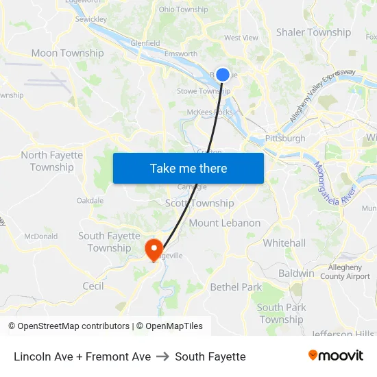 Lincoln Ave + Fremont Ave to South Fayette map