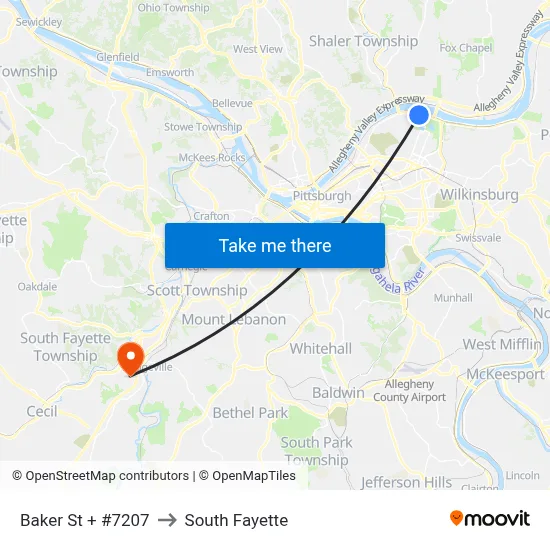 Baker St + #7207 to South Fayette map