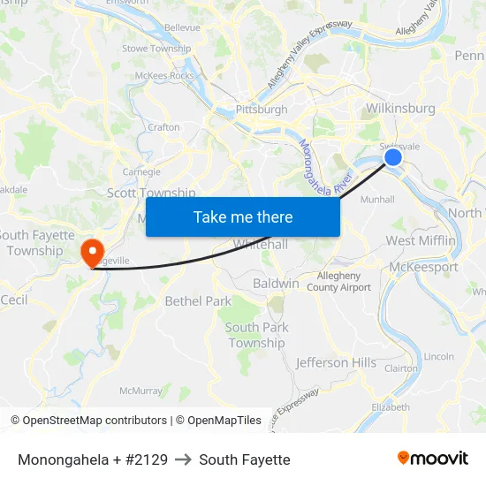 Monongahela + #2129 to South Fayette map