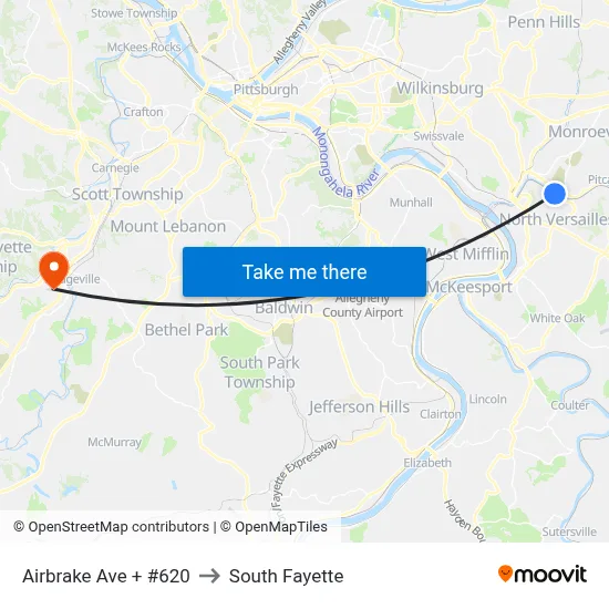 Airbrake Ave + #620 to South Fayette map