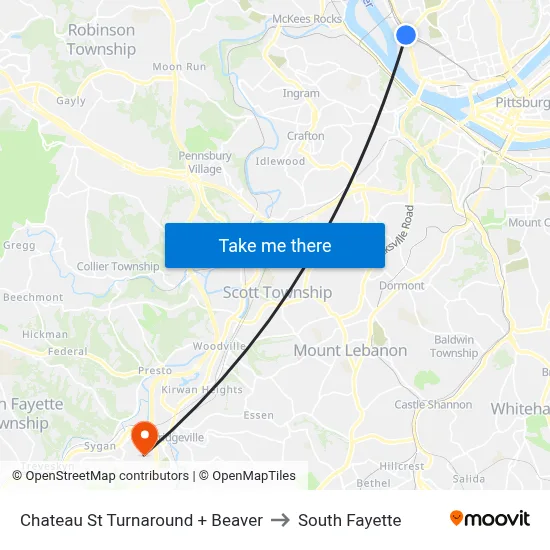 Chateau St Turnaround + Beaver to South Fayette map
