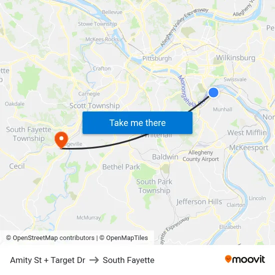 Amity St + Target Dr to South Fayette map
