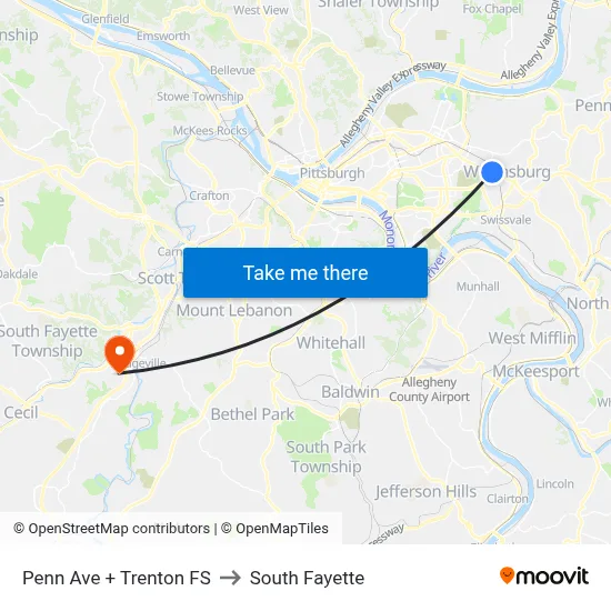 Penn Ave + Trenton FS to South Fayette map