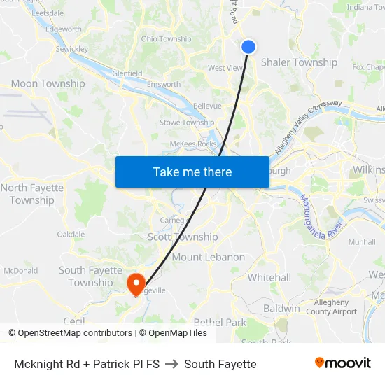 Mcknight Rd + Patrick Pl FS to South Fayette map