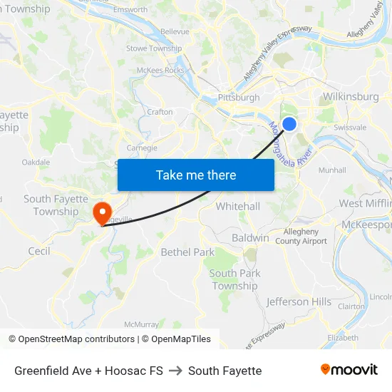 Greenfield Ave + Hoosac FS to South Fayette map