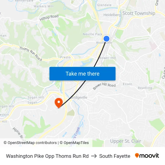 Washington Pike Opp Thoms Run Rd to South Fayette map