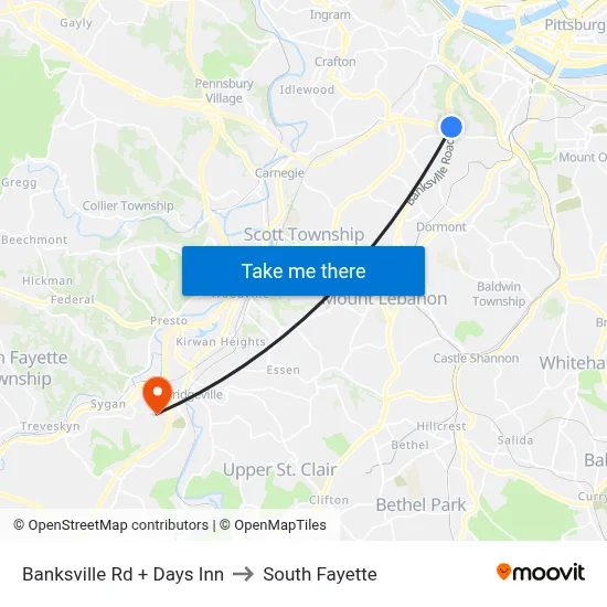 Banksville Rd + Days Inn to South Fayette map