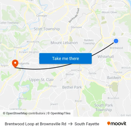 Brentwood Loop at Brownsville Rd to South Fayette map