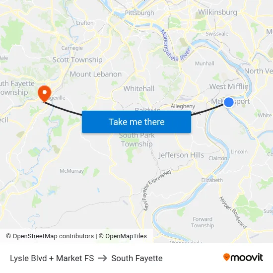Lysle Blvd + Market FS to South Fayette map