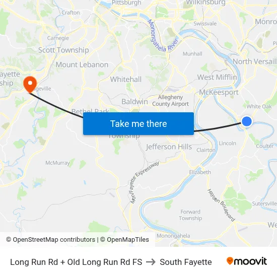 Long Run Rd + Old Long Run Rd FS to South Fayette map