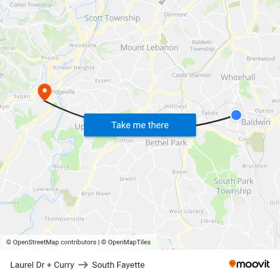 Laurel Dr + Curry to South Fayette map