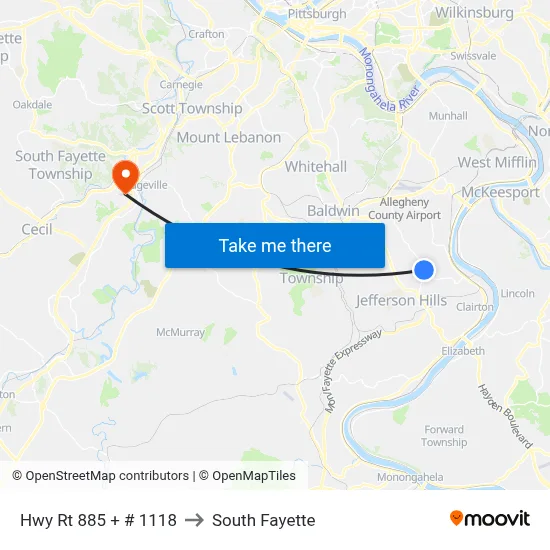 Hwy Rt 885 + # 1118 to South Fayette map