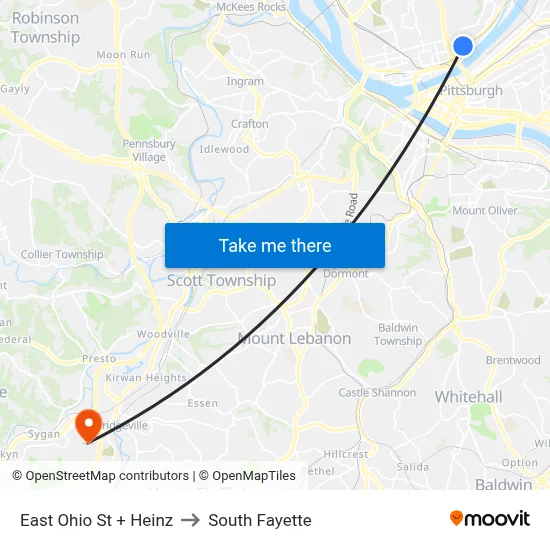 East Ohio St + Heinz to South Fayette map