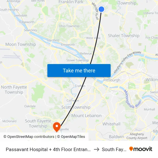 Passavant Hospital + 4th Floor Entrance Bldg T to South Fayette map