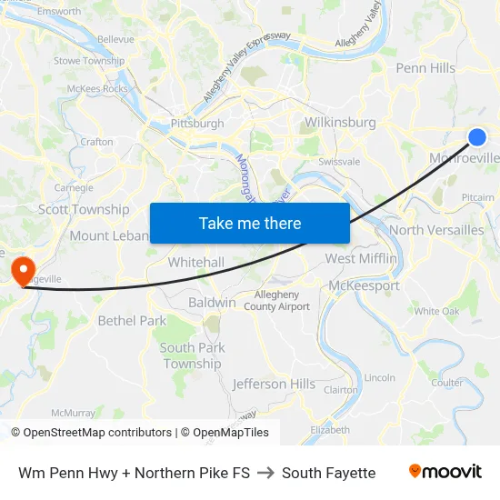 Wm Penn Hwy + Northern Pike FS to South Fayette map
