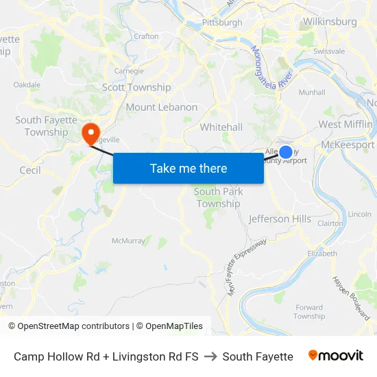 Camp Hollow Rd + Livingston Rd FS to South Fayette map