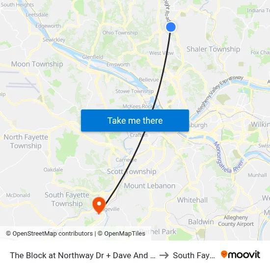 The Block at Northway Dr + Dave And Busters to South Fayette map