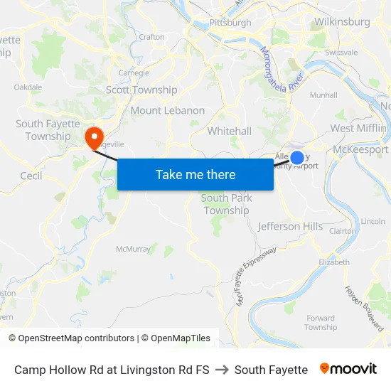 Camp Hollow Rd at Livingston Rd FS to South Fayette map