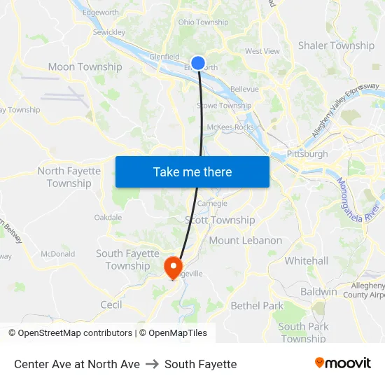 Center Ave at North Ave to South Fayette map