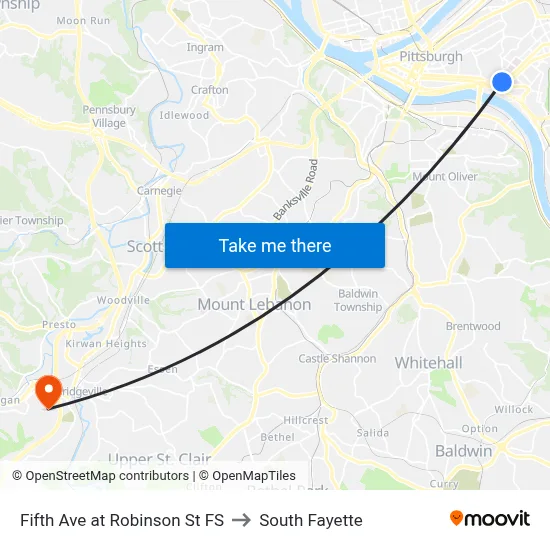Fifth Ave at Robinson St FS to South Fayette map