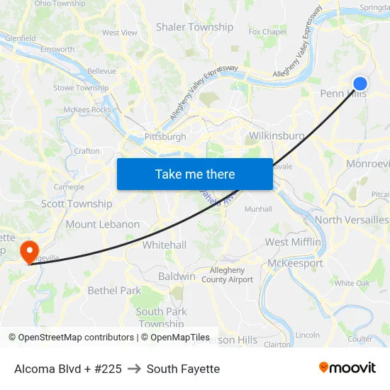 Alcoma Blvd + #225 to South Fayette map