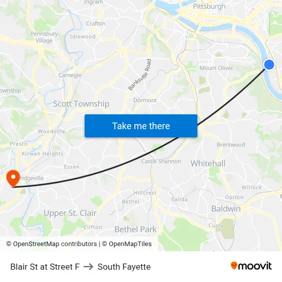 Blair St at Street F to South Fayette map