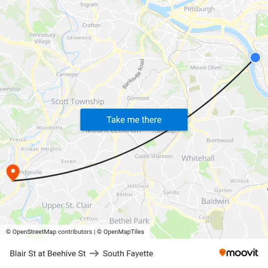Blair St at Beehive St to South Fayette map