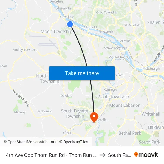 4th Ave Opp Thorn Run Rd - Thorn Run Park And Ride to South Fayette map