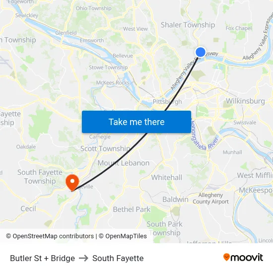 Butler St + Bridge to South Fayette map