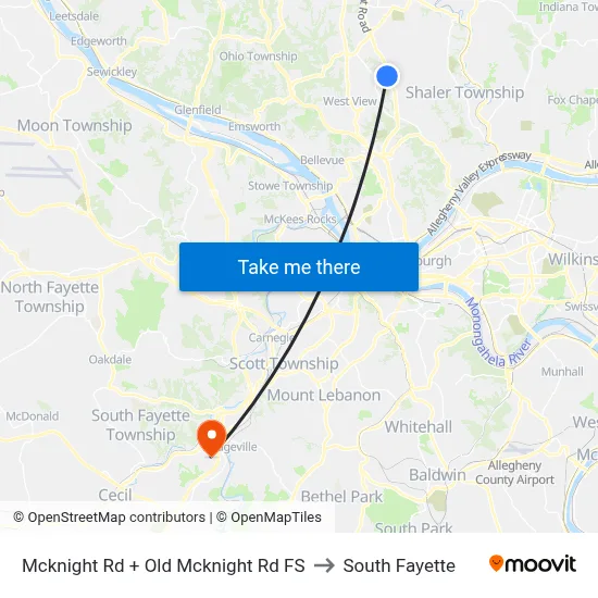 Mcknight Rd + Old Mcknight Rd FS to South Fayette map