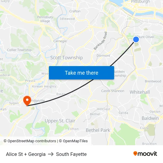 Alice St + Georgia to South Fayette map