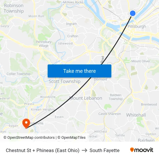 Chestnut St + Phineas (East Ohio) to South Fayette map