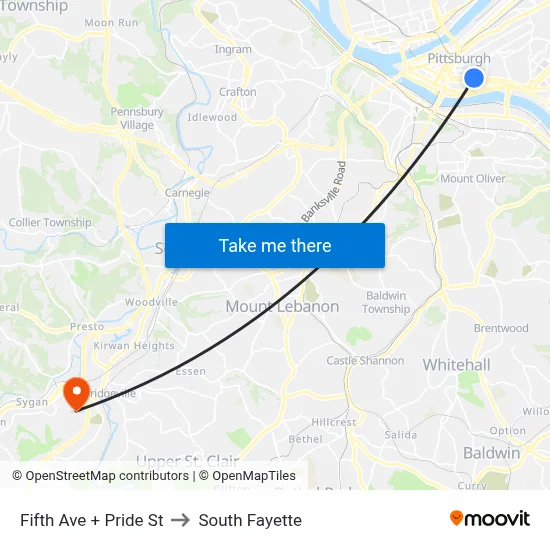 Fifth Ave + Pride St to South Fayette map