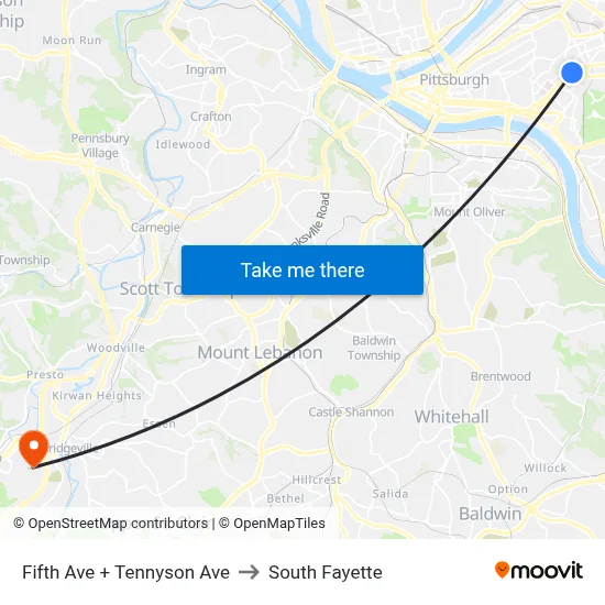 Fifth Ave + Tennyson Ave to South Fayette map
