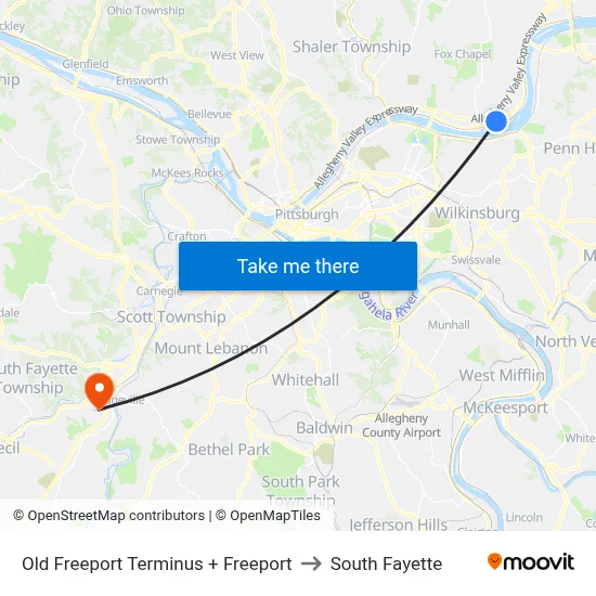Old Freeport Terminus + Freeport to South Fayette map